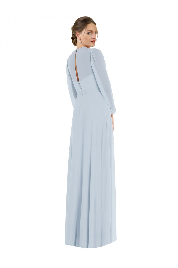 Puff Sleeves Strapless Keyhole Back Soft Chiffon A-Line Formal Evening Gown / Bridesmaid Dress Newcastle