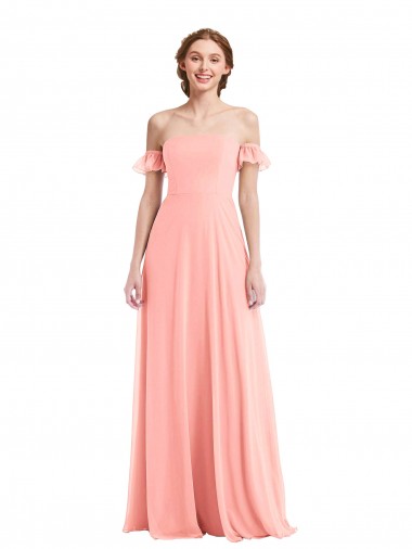 Flutter Sleeves Off the Shoulder Soft Chiffon A-Line Semi Formal Evening Dress / Bridesmaid Dress Newcastle