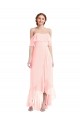 Sleeveless Pink Off the Shoulder Long Soft Chiffon A-Line Bridesmaid Dresses Newcastle