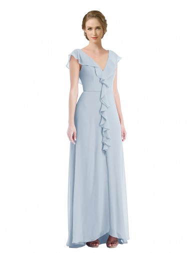 Sleeveless Sea Glass V-Neck V-Back Soft Chiffon A-Line Black Tie Evening Gown / Bridesmaid Dress Newcastle