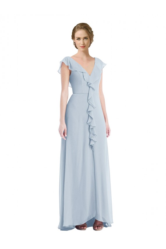 Sleeveless Sea Glass V-Neck V-Back Soft Chiffon A-Line Black Tie Evening Gown / Bridesmaid Dress Newcastle