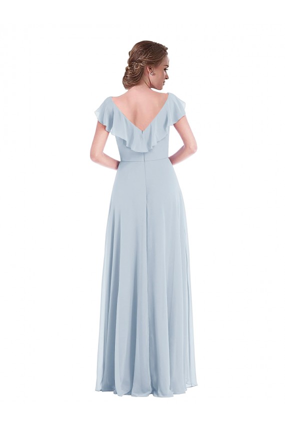 Sleeveless Sea Glass V-Neck V-Back Soft Chiffon A-Line Black Tie Evening Gown / Bridesmaid Dress Newcastle