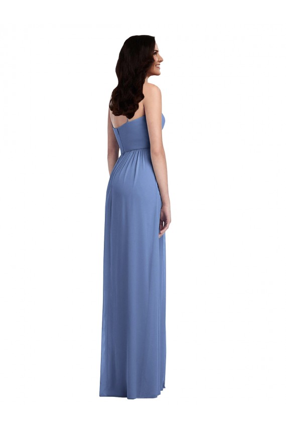 Sleeveless Windsor Blue Spaghetti Straps Low Back Soft Chiffon A-Line Semi Formal Evening Dress / Bridesmaid Dress Newcastle
