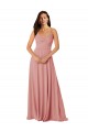 Sleeveless Bliss Pink V-Neck V-Back Lxue Chiffon A-Line Bridesmaid Dress Newcastle