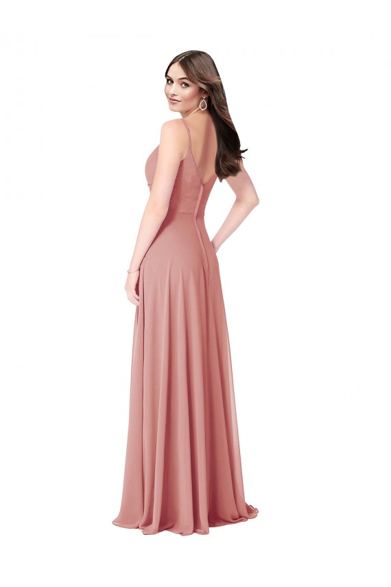 Sleeveless Bliss Pink V-Neck V-Back Lxue Chiffon A-Line Bridesmaid Dress Newcastle