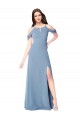 Sleeveless Dusty Blue Off the Shoulder Soft Chiffon A-Line Evening Dress / Bridesmaid Dress Newcastle