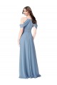Sleeveless Dusty Blue Off the Shoulder Soft Chiffon A-Line Evening Dress / Bridesmaid Dress Newcastle