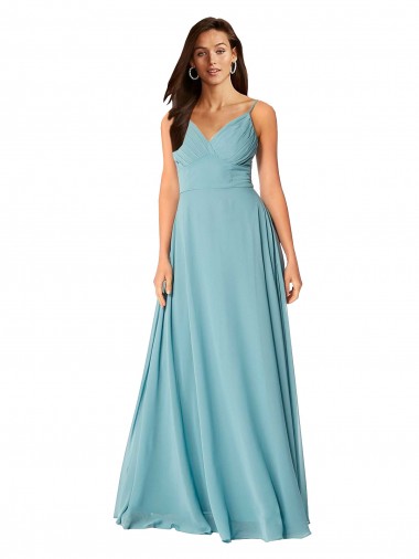 Sleeveless Turquoise V-Neck Soft Chiffon A-Line Bridesmaid Dress Newcastle