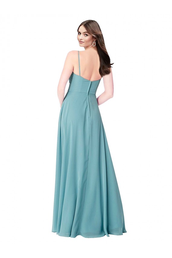 Sleeveless Turquoise V-Neck Soft Chiffon A-Line Bridesmaid Dress Newcastle