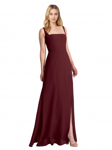 Sleeveless Square Neck Low Back Soft Chiffon A-Line Bridesmaid Dress Newcastle