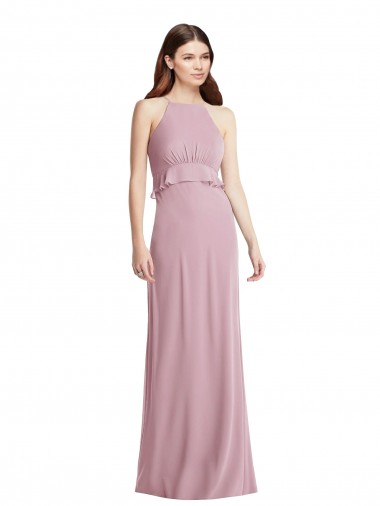Sleeveless Halter Neck Low Back Chiffon A-Line Bridesmaid Dress / Evening Dress Newcastle