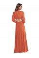Long Sleeves V-Neck Open Back Soft Chiffon A-Line High Low Evening Gown / Bridesmaid Dress Newcastle