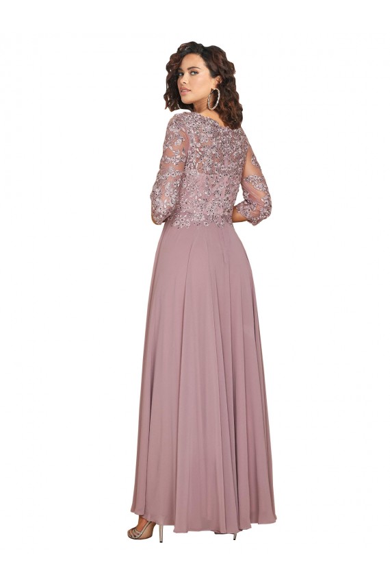 Long Sleeves V-Neck Soft Chiffon A-Line Prom Dress / Bridesmaid Dress Newcastle