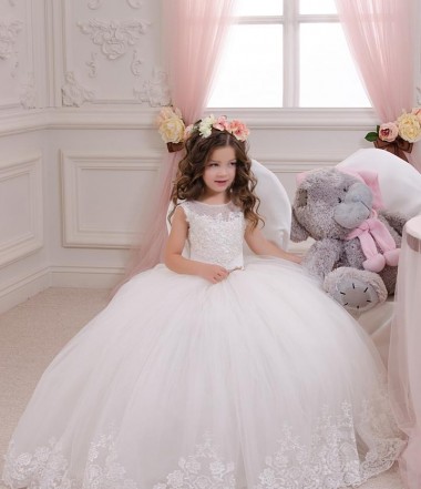 Sleeveless Bateau Neck Tulle & Lace Ball Gown Flower Girl Wedding Dress Newcastle