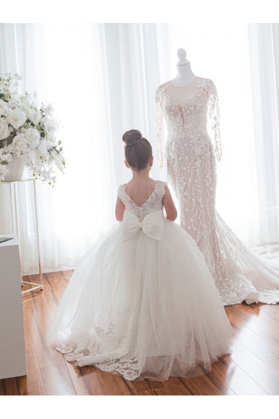 Sleeveless Bateau Neckline Tulle & Lace Ball Gown Flower Girl Dress Newcastle