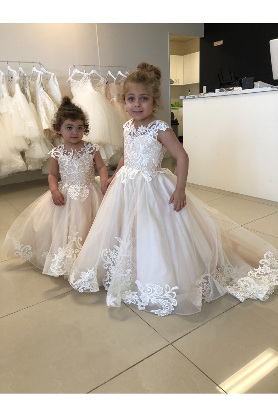 Sleeveless Bateau Neck V-Back Tulle & Lace Ball Gown Little Flower Girl Dress Newcastle