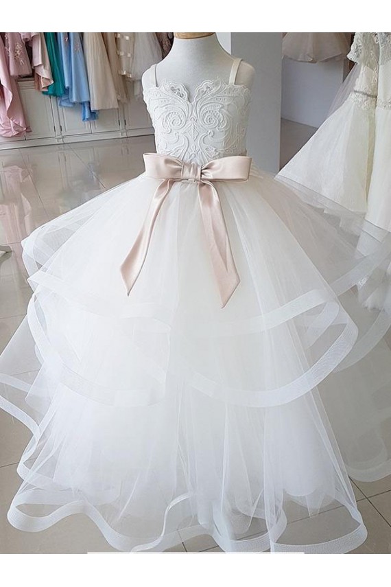 Sleeveless High Neck Tulle & Lace Ball Gown Flower Girl Wedding Dress Newcastle