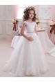 Cap Sleeves High Neck Keyhole Back Tulle & Lace Ball Gowns Flower Girl Dress Newcastle