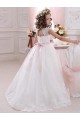 Cap Sleeves High Neck Keyhole Back Tulle & Lace Ball Gowns Flower Girl Dress Newcastle