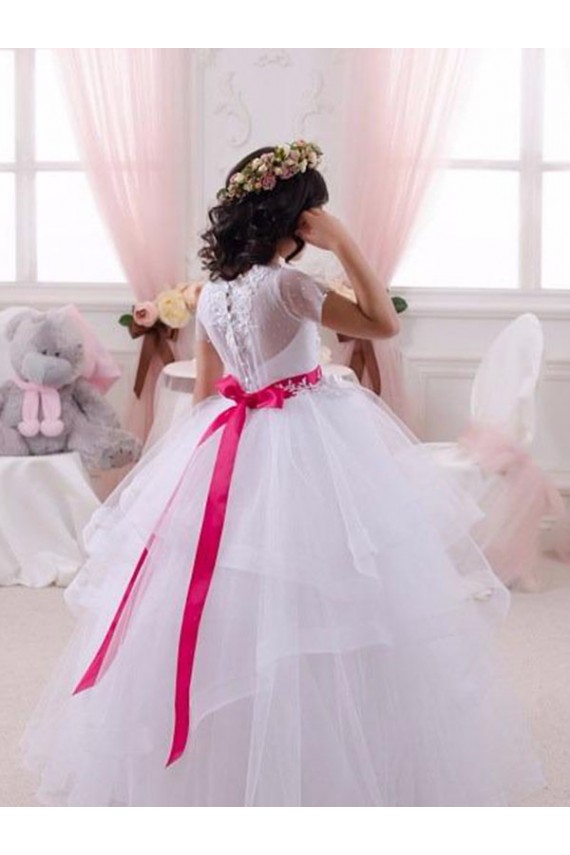 Short Sleeves Sweetheart Tulle & Lace Ball Gown Little Flower Girl Dress Newcastle