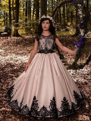 Sleeveless Sweetheart Satin & Lace Ball Gown Flower Girl Dress for Wedding Newcastle