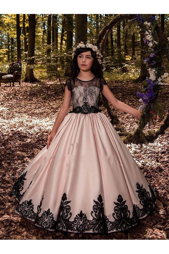 Sleeveless Sweetheart Satin & Lace Ball Gown Flower Girl Dress for Wedding Newcastle