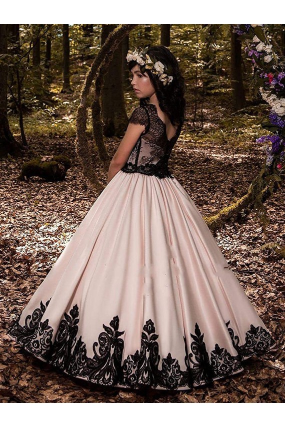 Sleeveless Sweetheart Satin & Lace Ball Gown Flower Girl Dress for Wedding Newcastle