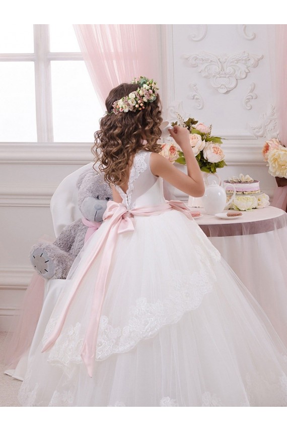 Sleeveless Sweetheart V-Back Tulle & Lace Ball Gown Flower Girl Dress for Wedding Newcastle