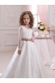 Long Sleeves V-Neck Satin & Lace Ball Gown Flower Girl Dress Newcastle