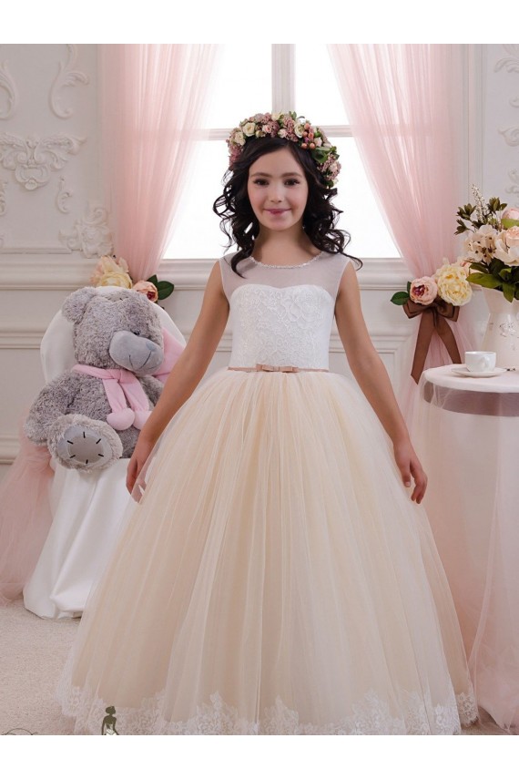 Sleeveless Sweetheart Tulle & Lace Ball Gown Flower Girl Dresses for Wedding Newcastle