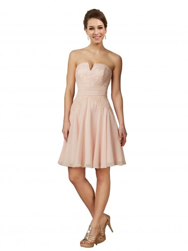 Sleeveless Pink Sweetheart Soft Chiffon & Lace A-Line Bridesmaid Dress Newcastle