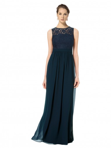 Sleeveless Bateau Neck Keyhole Back Chiffon & Lace A-Line Bridesmaid Dress Newcastle