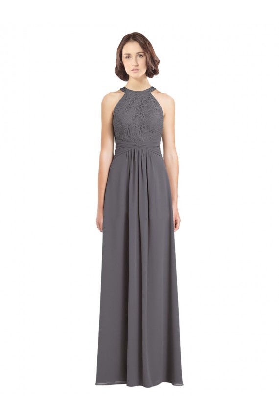 Sleeveless Halter Neck Soft Chiffon & Lace A-Line Bridesmaid Dress Newcastle
