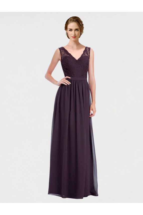 Sleeveless V-Neck V-Back Chiffon & Lace A-Line Bridesmaid Dress / Evening Dress Newcastle