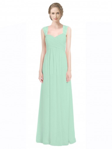 Sleeveless Mint Green Sweetheart Keyhole Back Soft Chiffon & Lace A-Line Bridesmaid Dress Newcastle