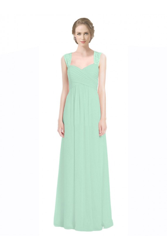Sleeveless Mint Green Sweetheart Keyhole Back Soft Chiffon & Lace A-Line Bridesmaid Dress Newcastle