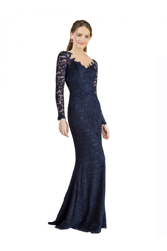 Long Sleeves Sweetheart Keyhole Back Lace Mermaid Prom Dress / Bridesmaid Dress Newcastle
