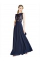 Sleeveless Illusion Neck V-Back Soft Chiffon & Lace A-Line Prom Dress / Bridesmaid Dress Newcastle