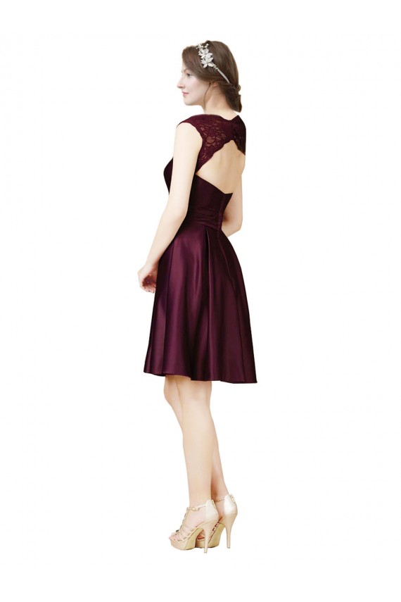 Sleeveless Square Neck Open Back Satin & Lace A-Line Bridesmaid Dress Newcastle