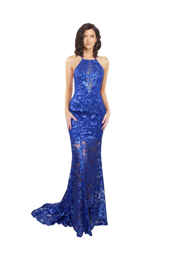 Sleeveless High Neck Open Back Lace Mermaid Semi Formal Evening Dress / Prom Dress / Bridesmaid Dress Newcastle