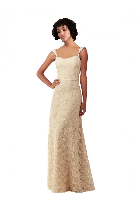 Sleeveless Champagne Sweetheart Lace A-Line Bridesmaid Dress Newcastle
