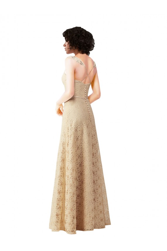 Sleeveless Champagne Sweetheart Lace A-Line Bridesmaid Dress Newcastle