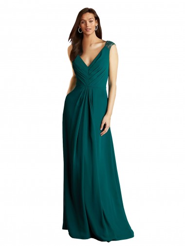 Sleeveless V-Neck Open Back Soft Chiffon & Lace A-Line Bridesmaid Dress Newcastle