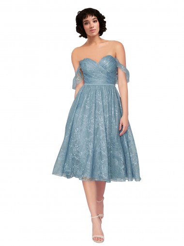 Sleeveless Off the Shoulder Keyhole Back Lace A-Line Bridesmaid Dress Newcastle