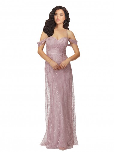Sleeveless Off the Shoulder Criss Cross Back Lace A-Line Bridesmaid Dress Newcastle
