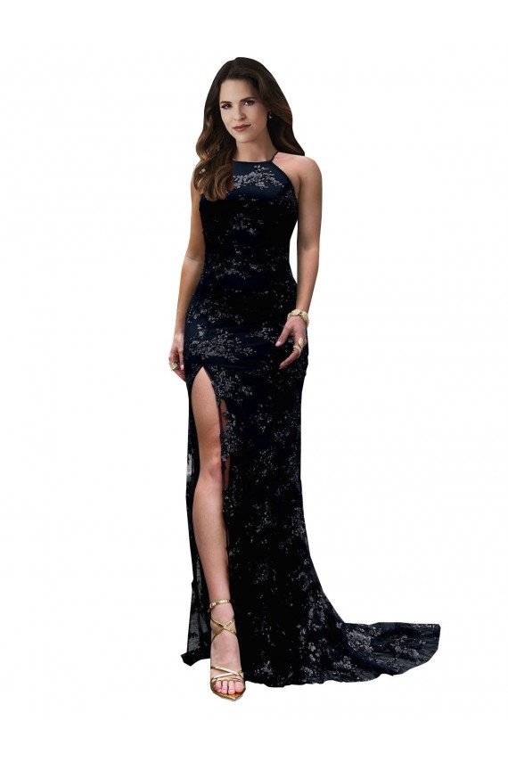 Sleeveless High Neck Open Back Lace Mermaid Black Tie Evening Gown / Prom Dress / Bridesmaid Dress Newcastle