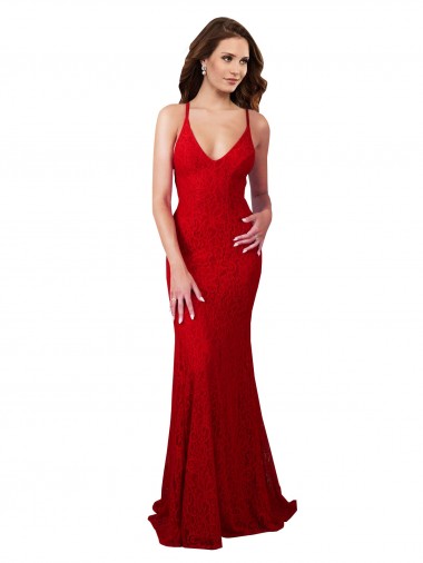 Sleeveless V-Neck Low Back Lace Mermaid Formal Dress / Bridesmaid Dress Newcastle