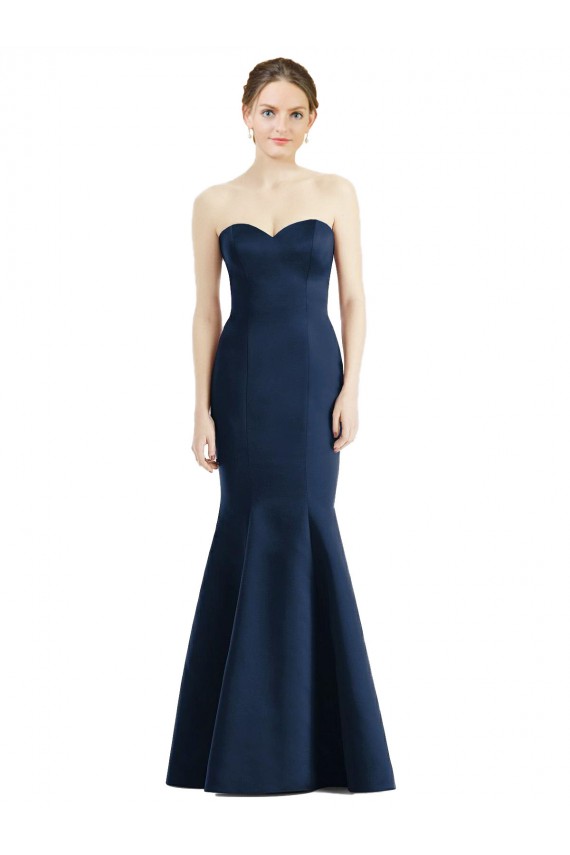 Sleeveless Dark Navy Sweetheart Satin Mermaid Bridesmaid Dresses Newcastle