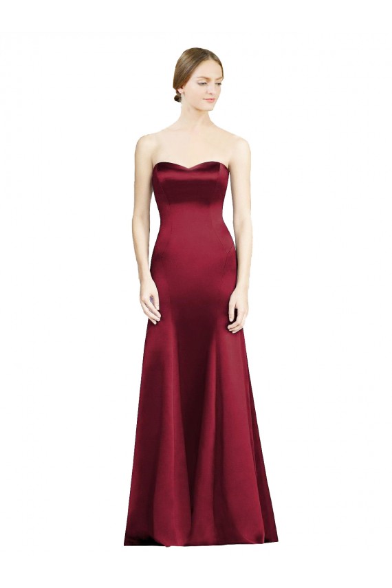 Sleeveless Burgundy Sweetheart Satin Mermaid Bridesmaid Dress Newcastle