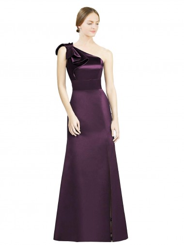 Sleeveless Grape One Shoulder Satin Mermaid Bridesmaid Dress Newcastle